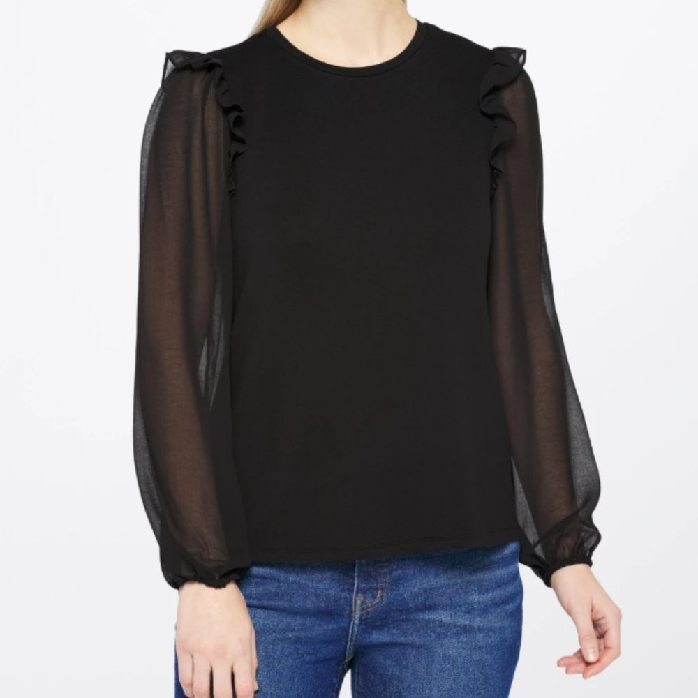 LES SEREIN Burgas Ruffle Detail Knit Top